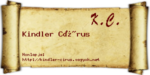 Kindler Círus névjegykártya